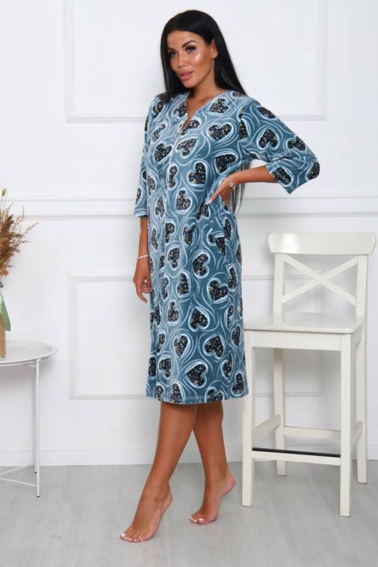 Women's Dressing gown 001 (Grey-blue)