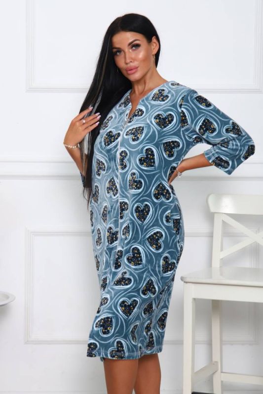 Women's Dressing gown 001 (Grey-blue)