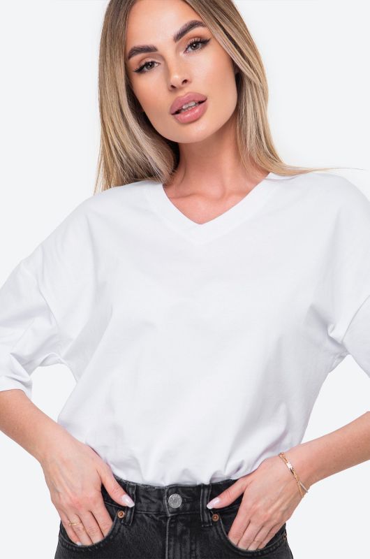 Women's over-size T-shirt with V-neck Happyfox