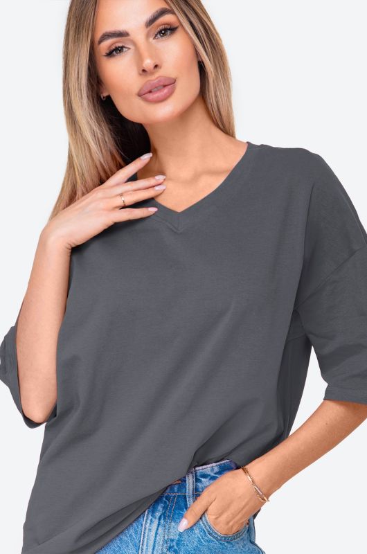 Women's over-size T-shirt with V-neck Happyfox