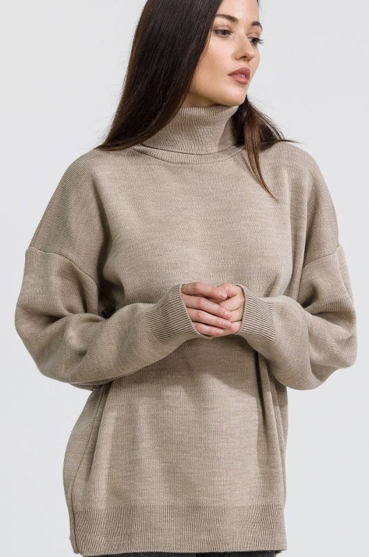 Women's over-size sweater with high collar Happyfox