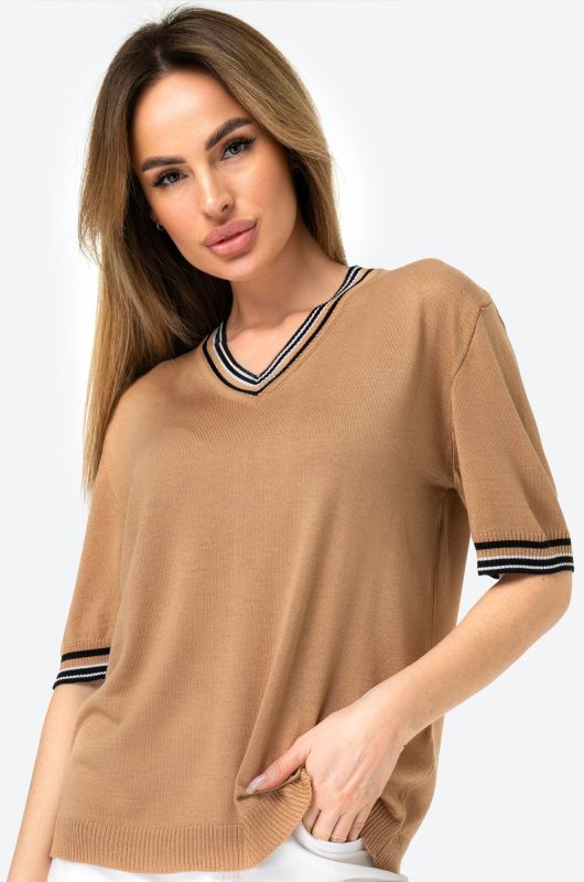 Women's V-neck knitted T-shirt Happyfox