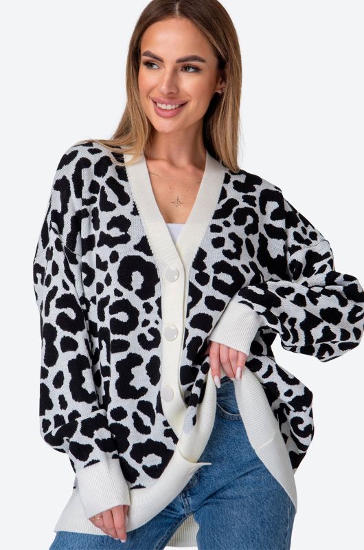 Women's long over-size cardigan with buttons Happyfox