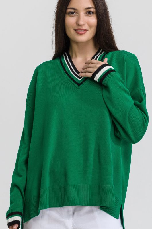 Women's Long V-neck Oversize Jumper Happyfox