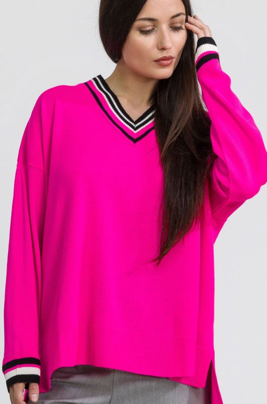 Women's Long V-neck Oversize Jumper Happyfox