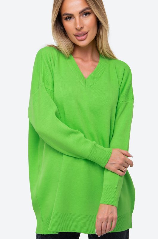 Women's Long V-neck Oversize Jumper Happyfox