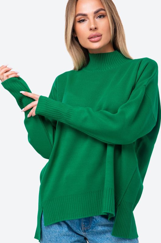 Women's over-size sweater with stand-up collar Happyfox