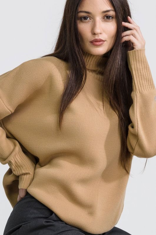 Women's over-size sweater with stand-up collar Happyfox