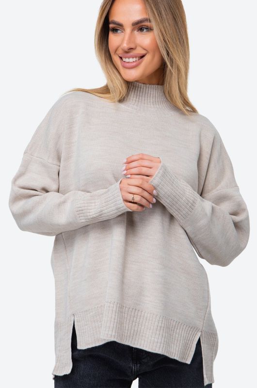 Women's over-size sweater with stand-up collar Happyfox