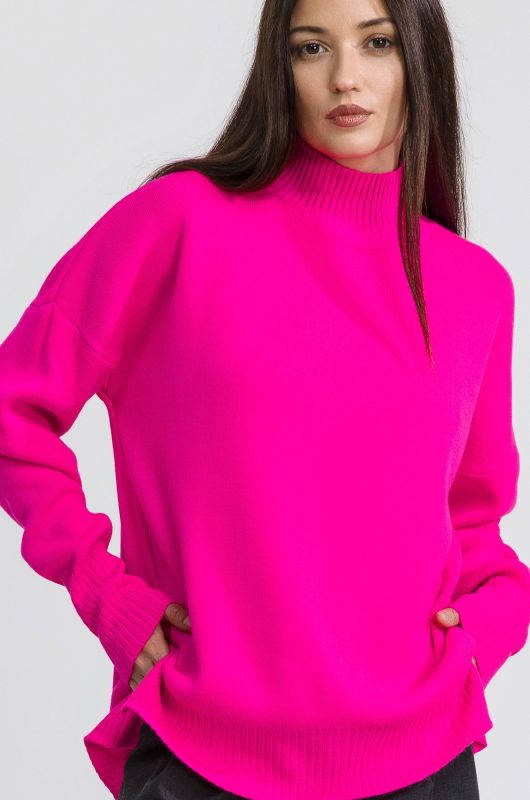 Women's over-size sweater with stand collar Happyfox