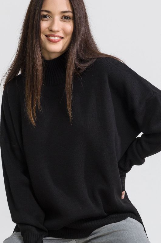 Women's over-size sweater with stand-up collar Happyfox