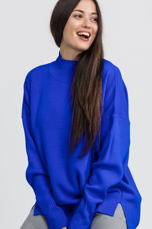 Women's over-size sweater with stand-up collar Happyfox