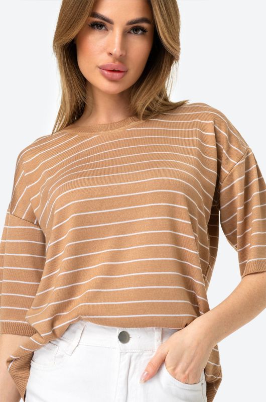 Women's striped knitted over-size T-shirt Happyfox