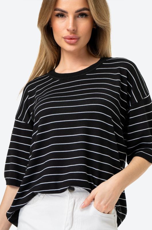 Women's striped knitted oversize T-shirt Happyfox