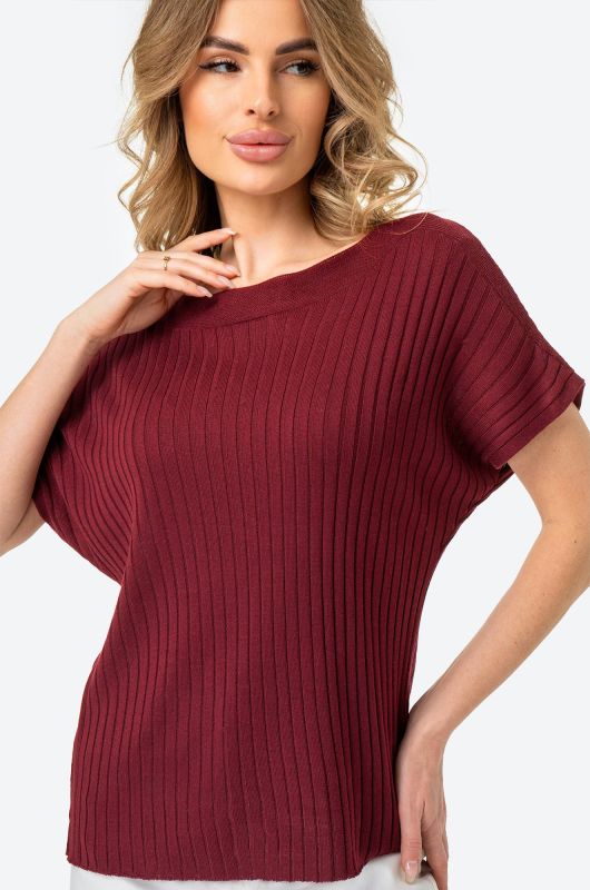 Women's short sleeve welted sweater Happyfox