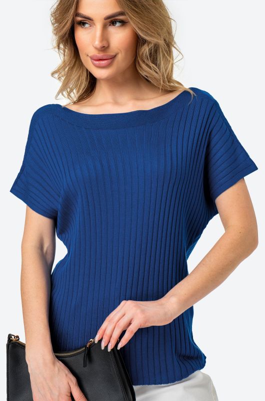 Women's short sleeve welted sweater Happyfox