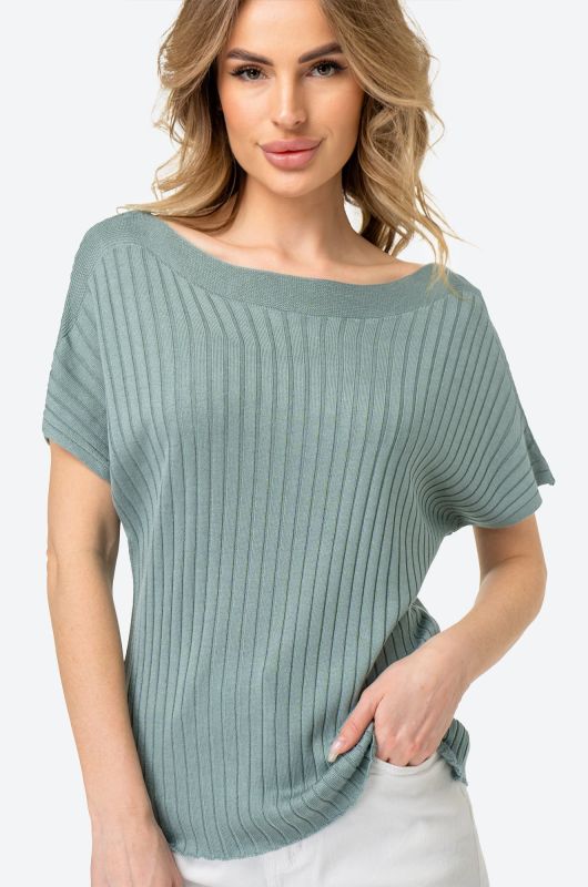 Women's short sleeve welted sweater Happyfox