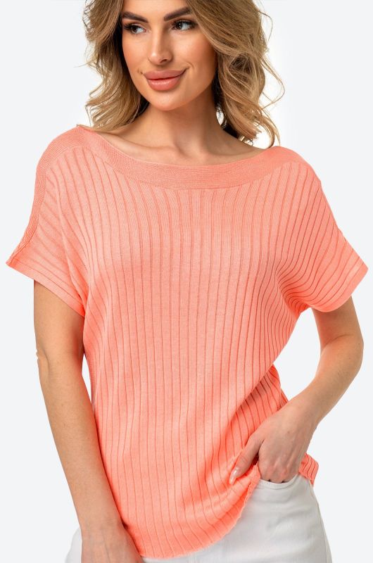 Women's short sleeve sweater in welt Happyfox