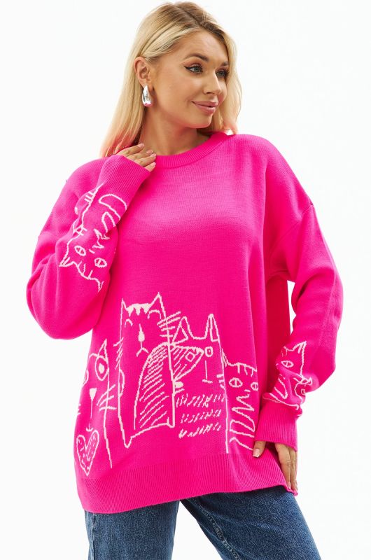 Women's long over-size sweater Happyfox