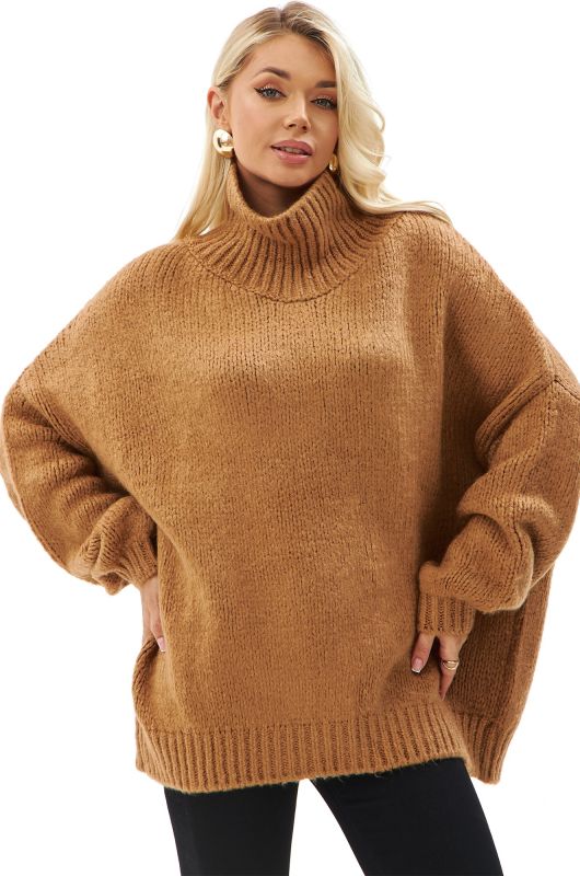 Women's over-size sweater with high neck Happyfox