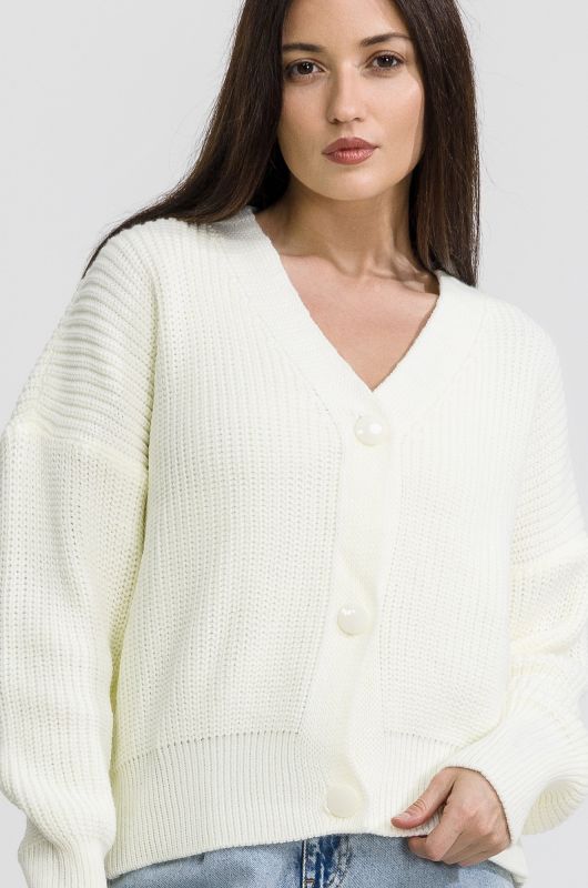 Women's shortened over-size cardigan with buttons Happyfox