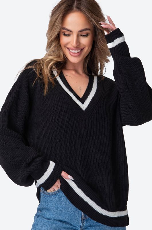 Women's V-neck over-size sweater Happyfox