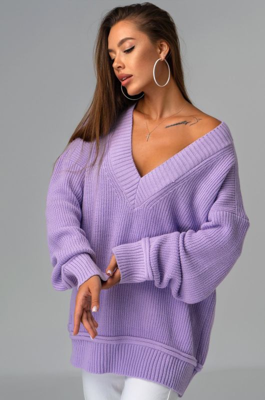 Women's over-size sweater with V-neck Happyfox