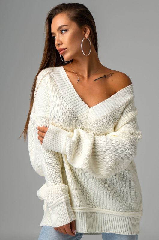 Women's over-size sweater with V-neck Happyfox