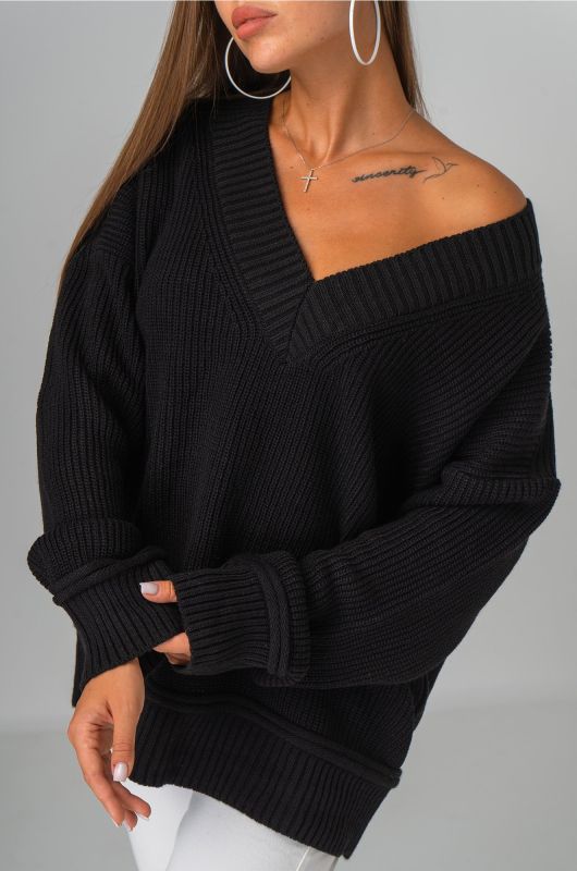 Women's V-neck Oversize Sweater Happyfox