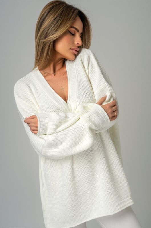 Women's over-size sweater with V-neck Happyfox