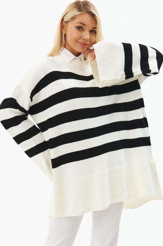 Women's long striped over-size sweater Happyfox