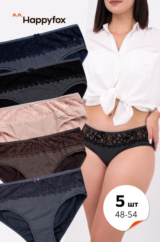 Women's slip briefs with lace 5 pcs. Happyfox