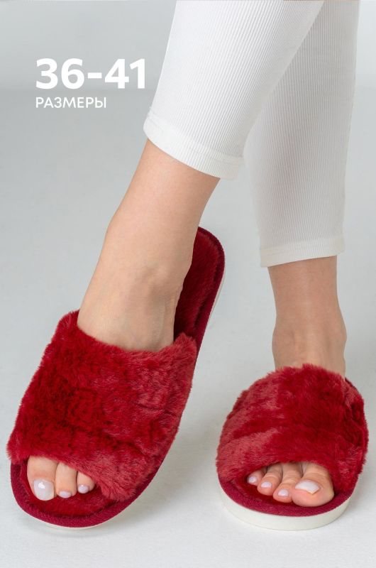 Women's fur open slippers Happy Fox Home