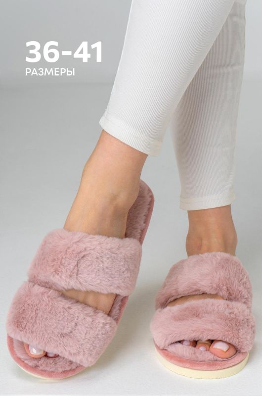 Women's open fur slippers Happy Fox Home