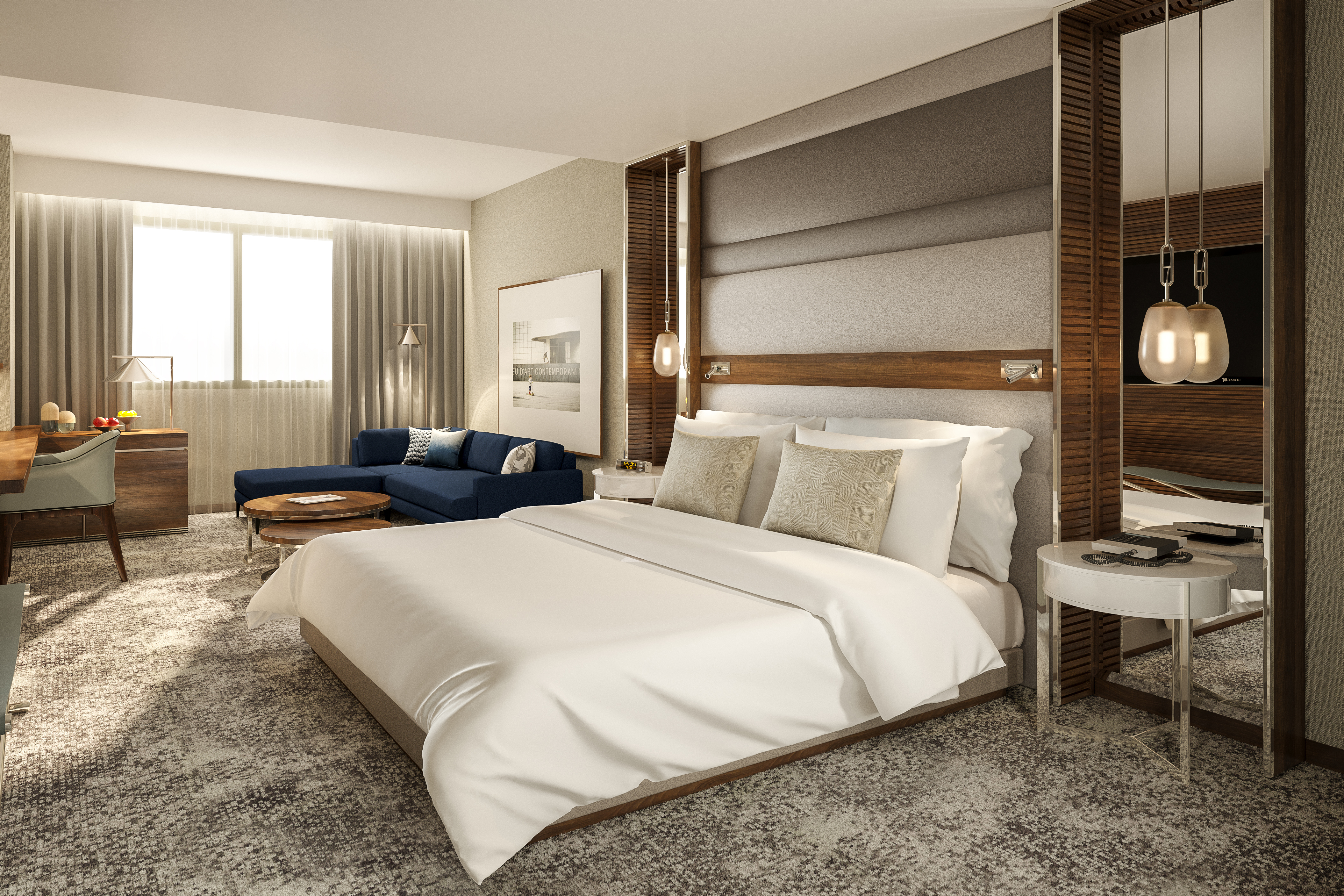 A guest room at Intercontinental Barcelona hotel, Spain