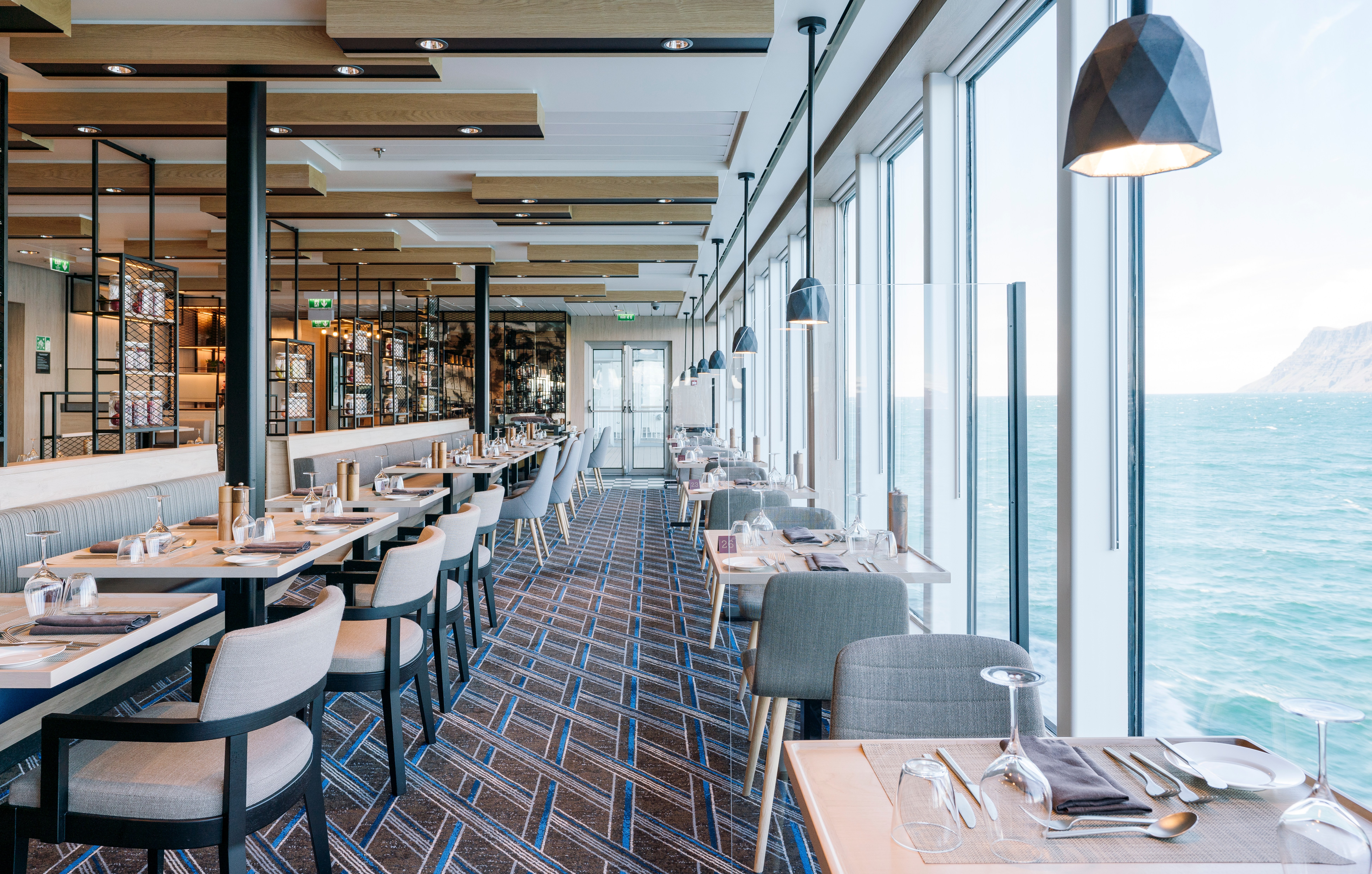 Restaurant with ocean view.