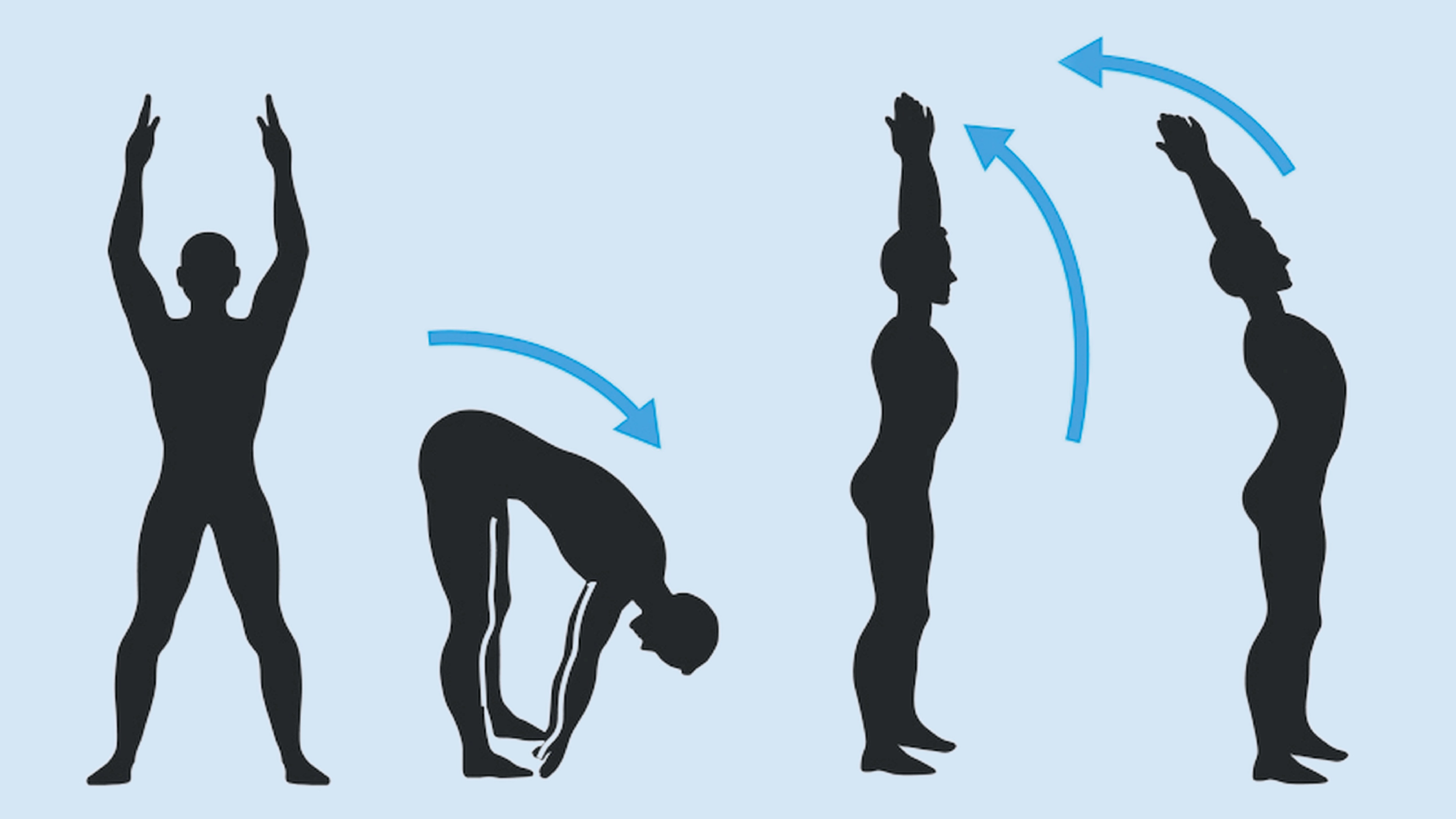 Exercise sequence showing three stretches.