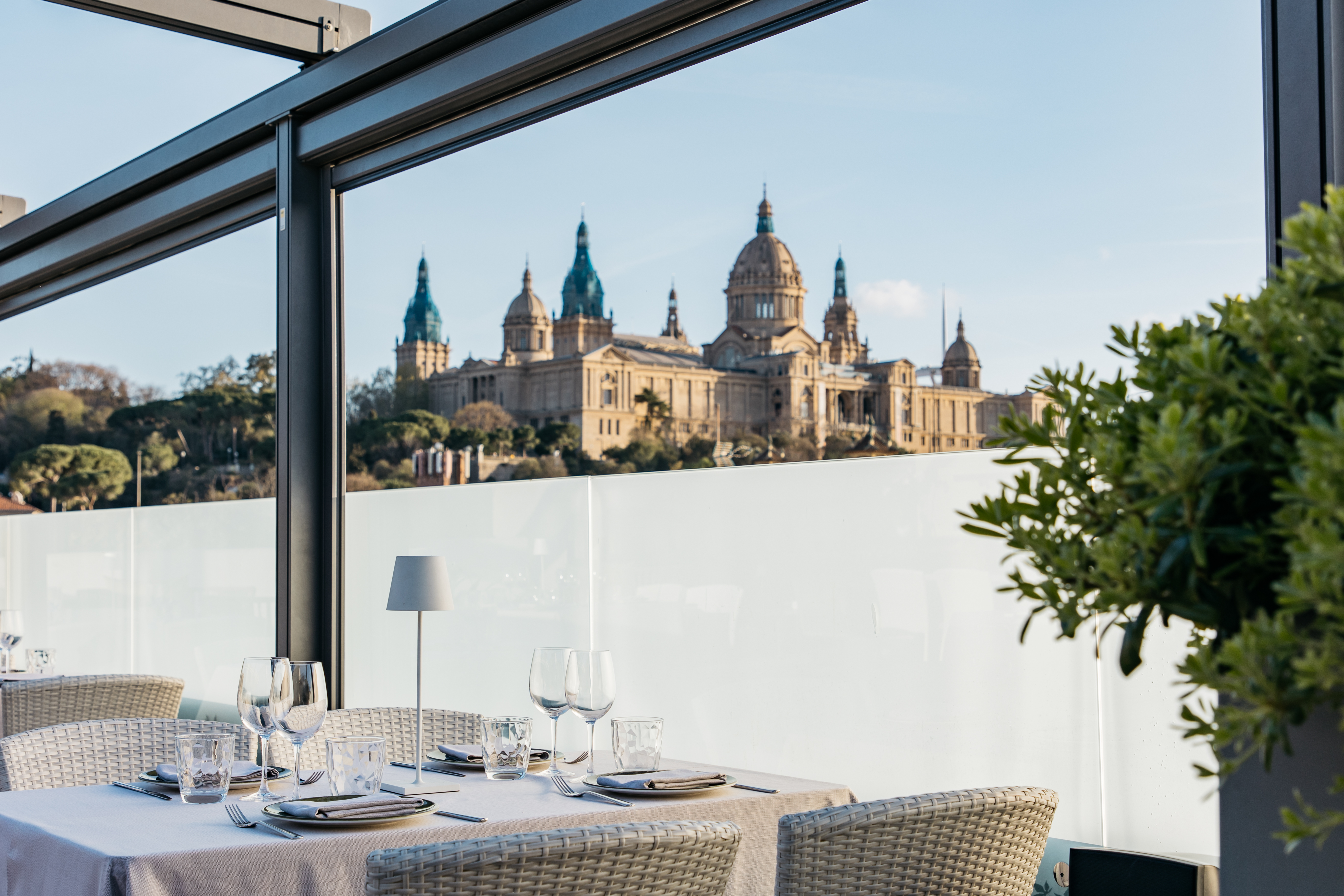 The view from a dining table at Intercontinental Barcelona hotel, Spain